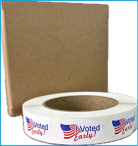 I Voted Early Stickers, Rolls, Includes Dispenser Box